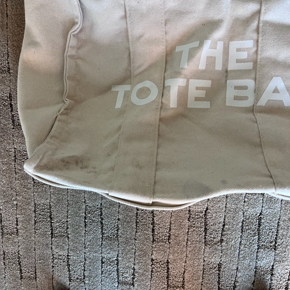 Vintage Cream Canvas Tote with White Logo - Picture 2 of 5
